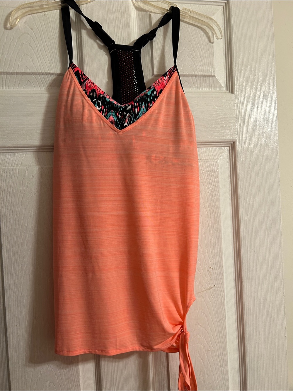 Women's Coral Tankini Swim Top with Tie Detail